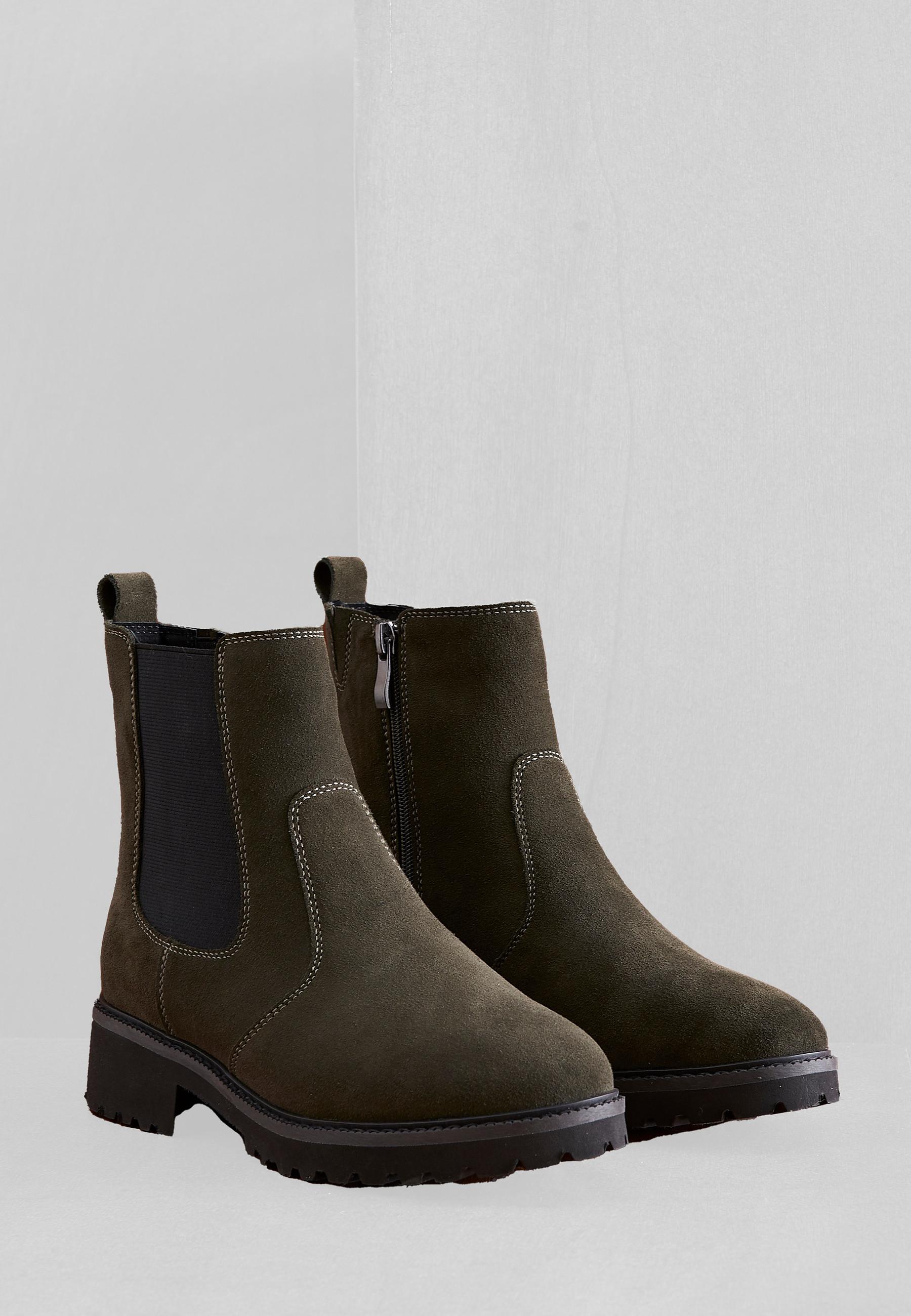Image of Leichte Chelsea-stiefelette Mit Thermolactyl, Obermaterial Rindsleder Oder Rindspaltleder. Unisex Grün 39