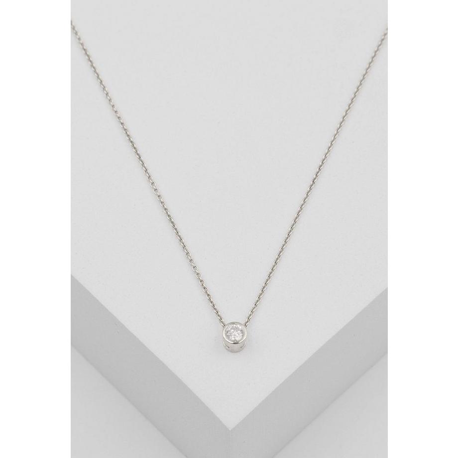 MUAU Schmuck  Solitär Anhänger Zargenfassung Weissgold 750 Diamant 0.25ct. 6x6mm 
