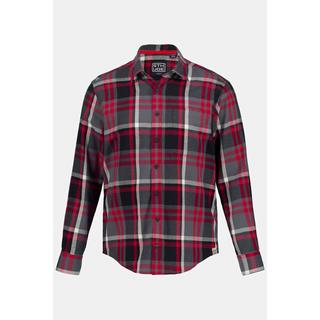 Sthuge  Camicia STHUGE di flanella a quadri dalla vestibilità moderna con stampa sul retro, maniche lunghe e colletto ad apertura inglese rosso 