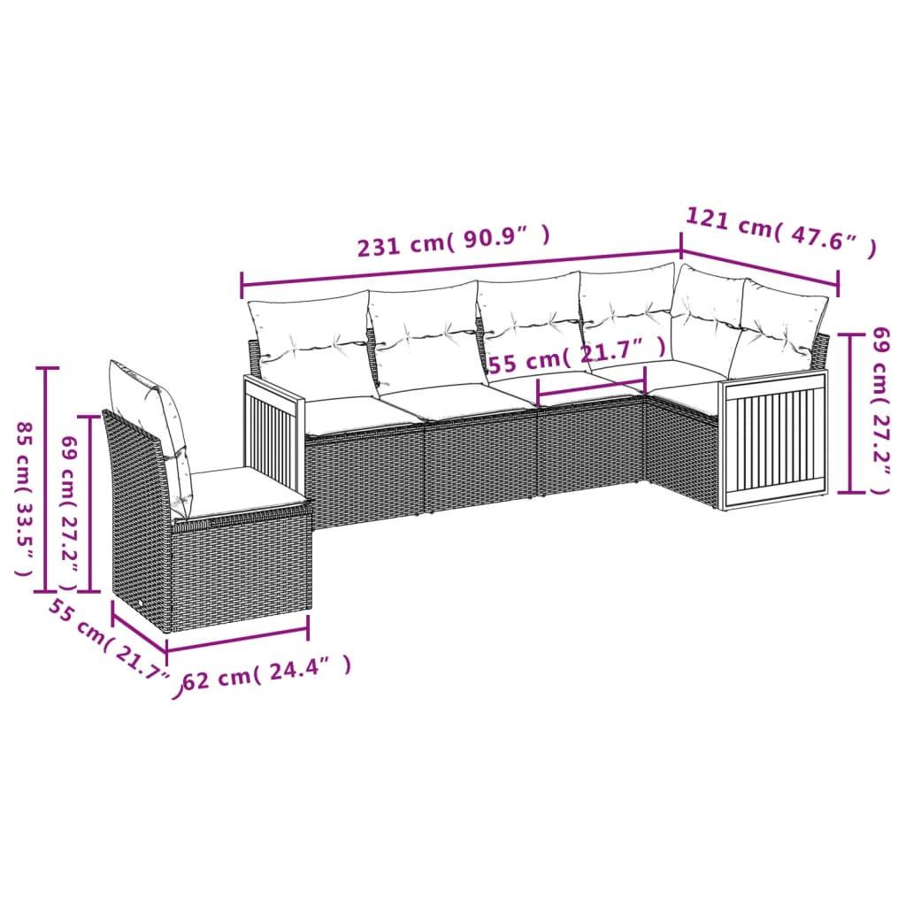 VidaXL Ensemble de canapés de jardin rotin synthétique  