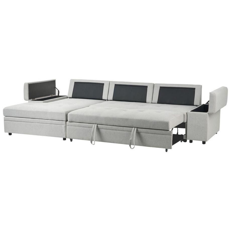Beliani Rechtsseitiges Ecksofa aus Kunstleinen Minimalistisch HRISEY  