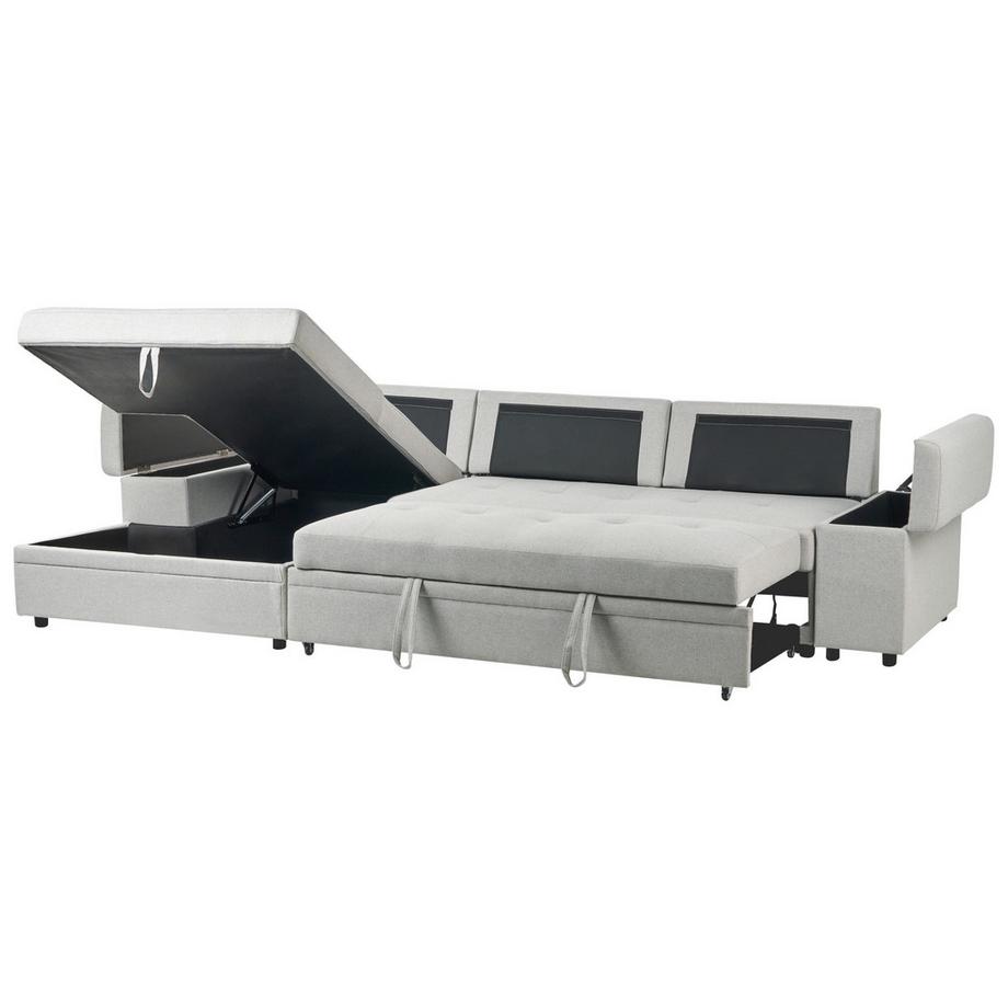 Beliani Rechtsseitiges Ecksofa aus Kunstleinen Minimalistisch HRISEY  