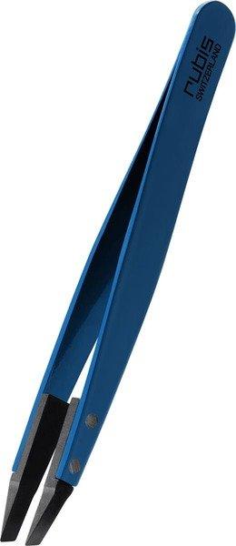 Rubis  Pinzette Techno Polymerspitze schräg, blau, Inox 
