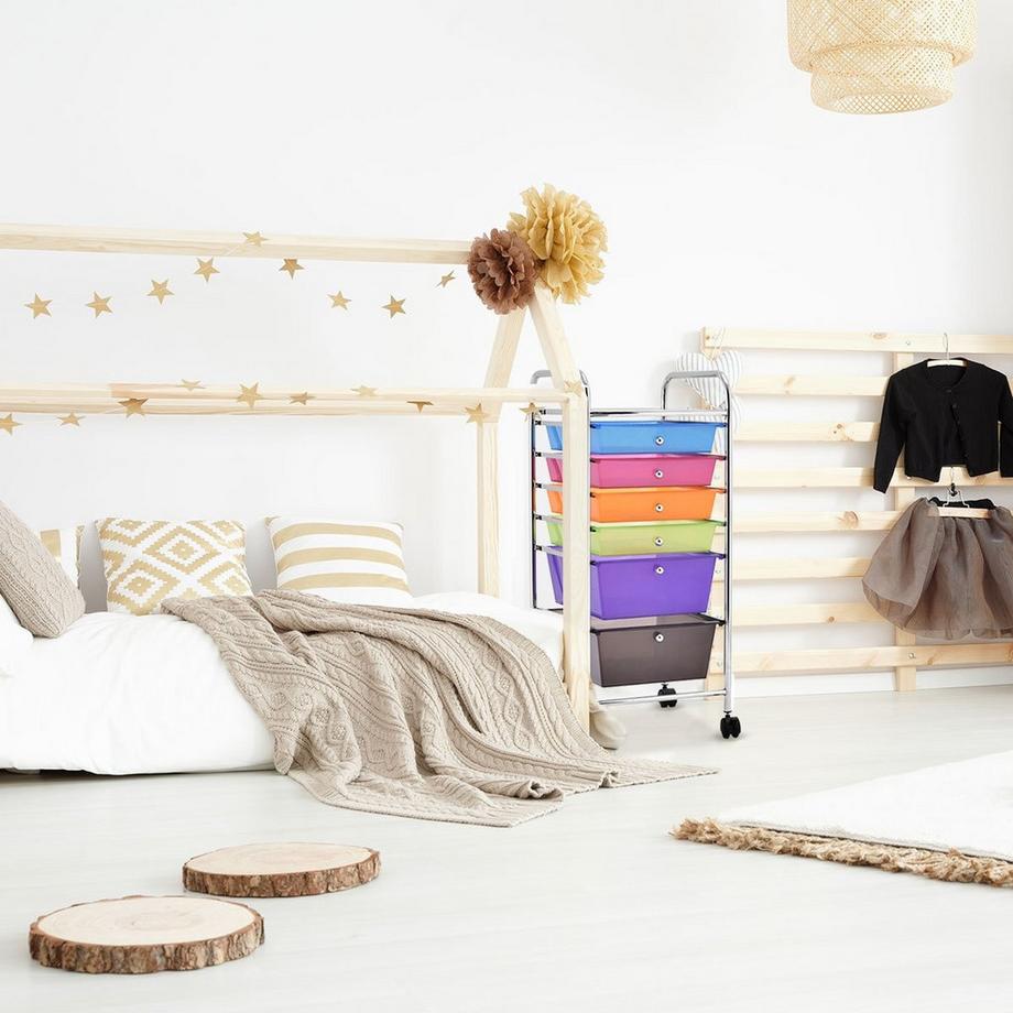 Northio Bad Rollwagen Rollcontainer mit Schubladen Mehrfarbig 37 x 74 x 32 cm PP-Material  