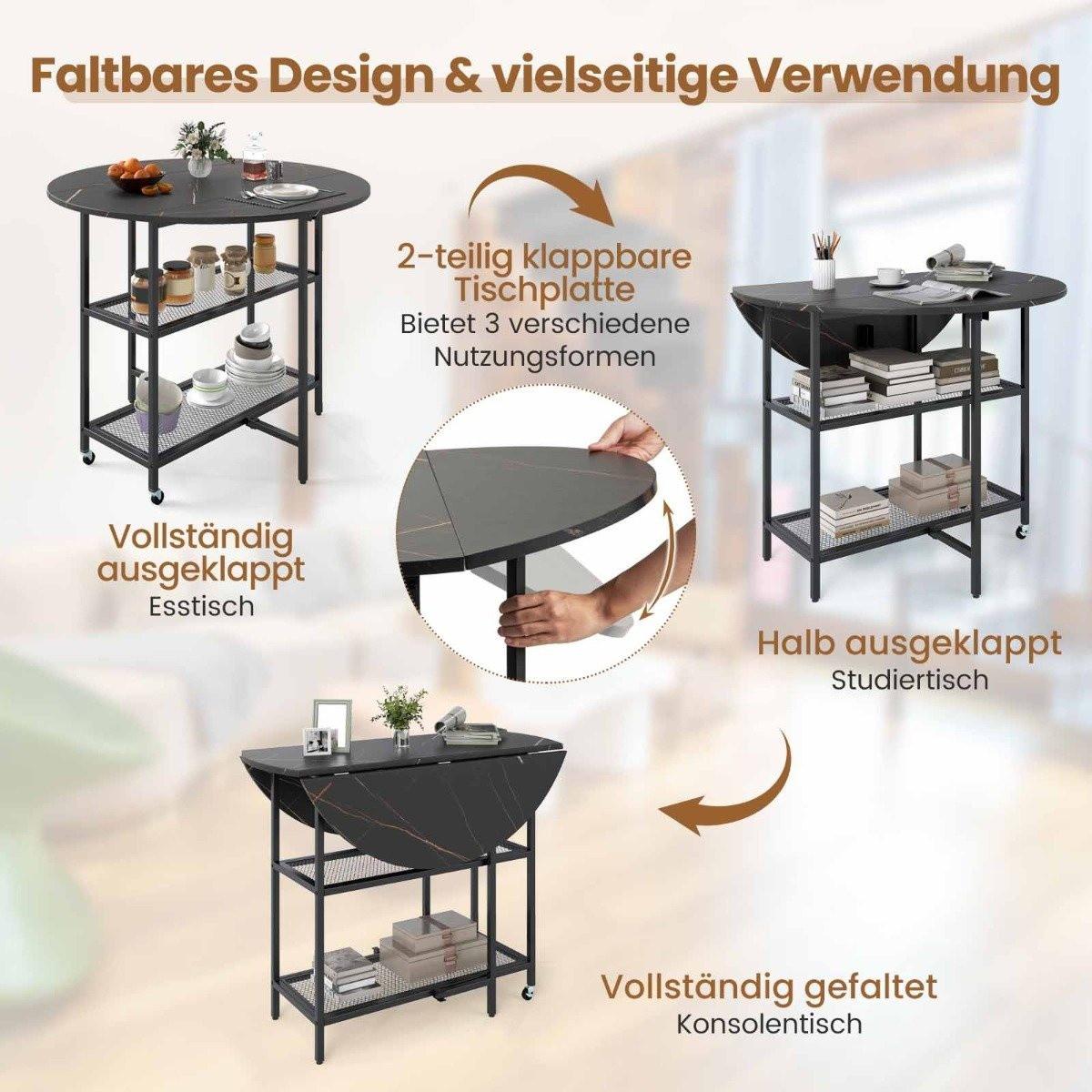 Northix Table à manger pliante avec roulettes  
