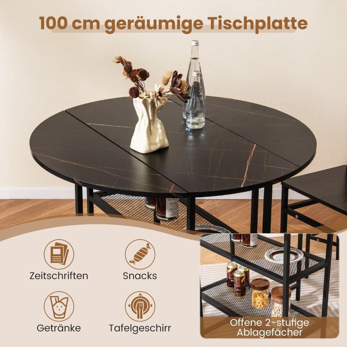 Northix Table à manger pliante avec roulettes  