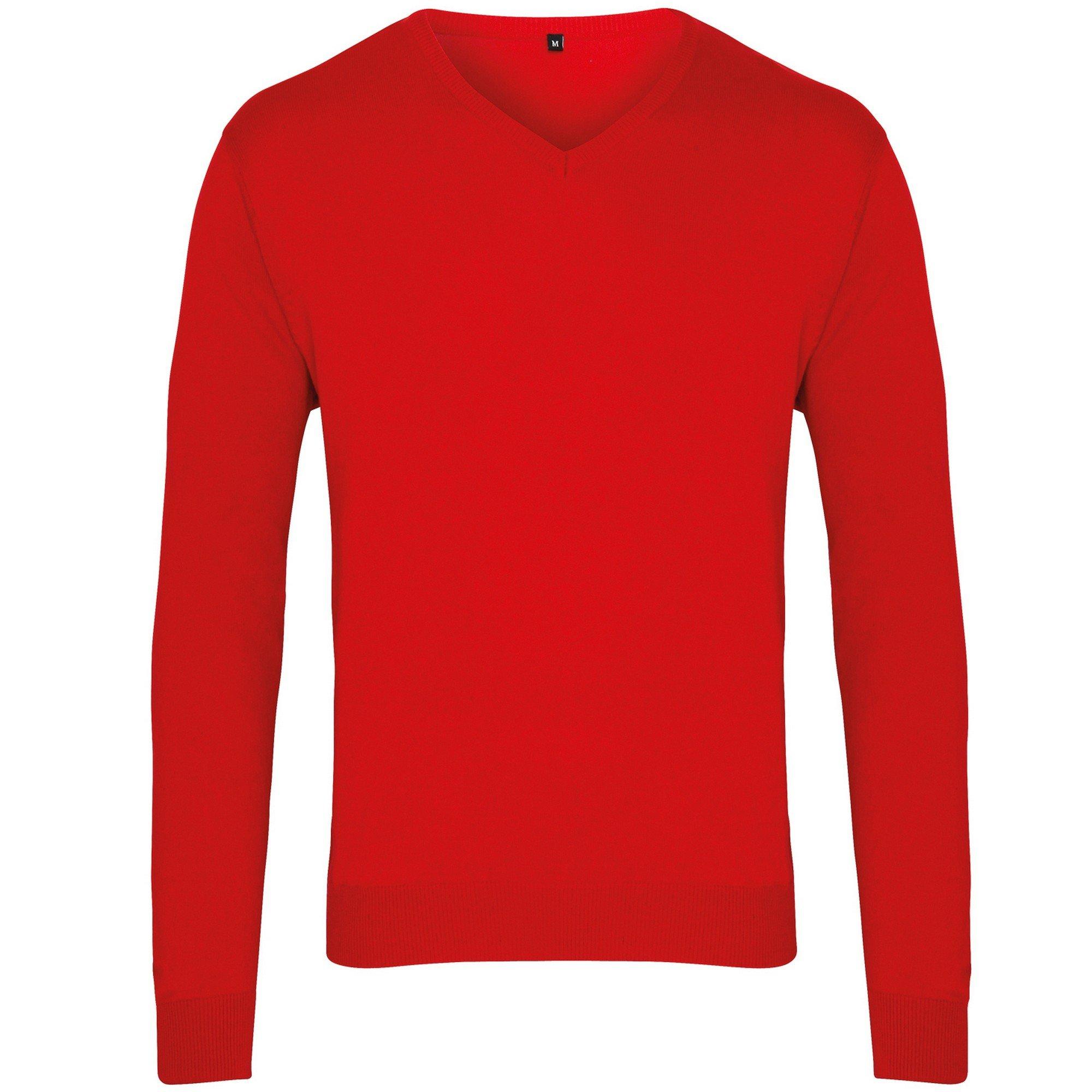 Image of Strickpullover Mit Vausschnitt Herren Rot Bunt L