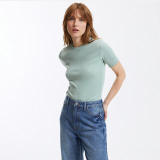 La Redoute Collections  Shirt mit rundem Ausschnitt und Spitzendetail 