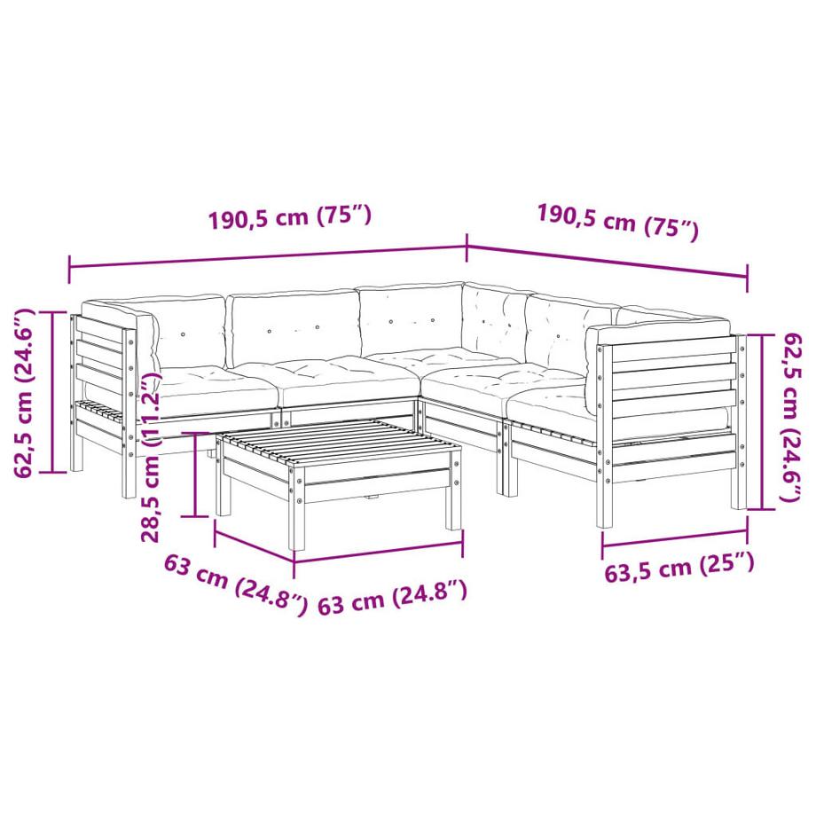 VidaXL Salon de jardin bois  