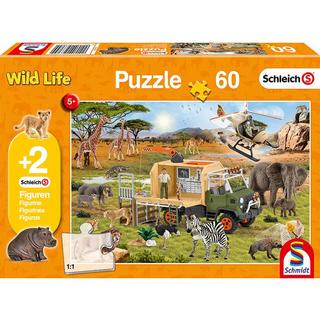 Schmidt  Puzzle Abenteuerliche Tierrettung inkl. 2 Schleich-Figuren (60Teile) 