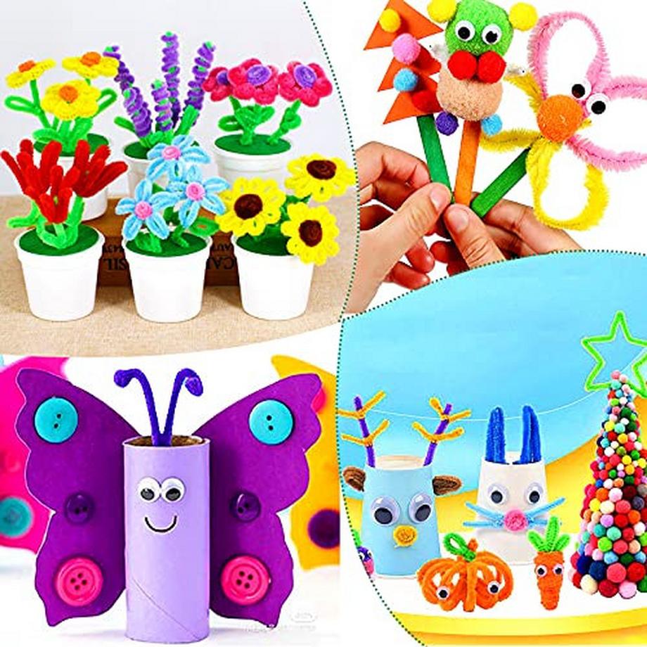 Activity-board  Bastelset für Kinder, Scrapbooking-Bastelset, Kulleraugen, Federn, Perlen 