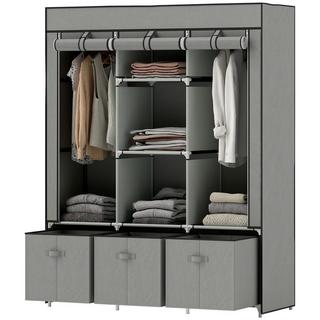 Northio Armadio in tessuto pile, armadio pieghevole, inclusi 3 cassetti, 125 cm x 43 cm x 162,5 cm, grigio chiaro  