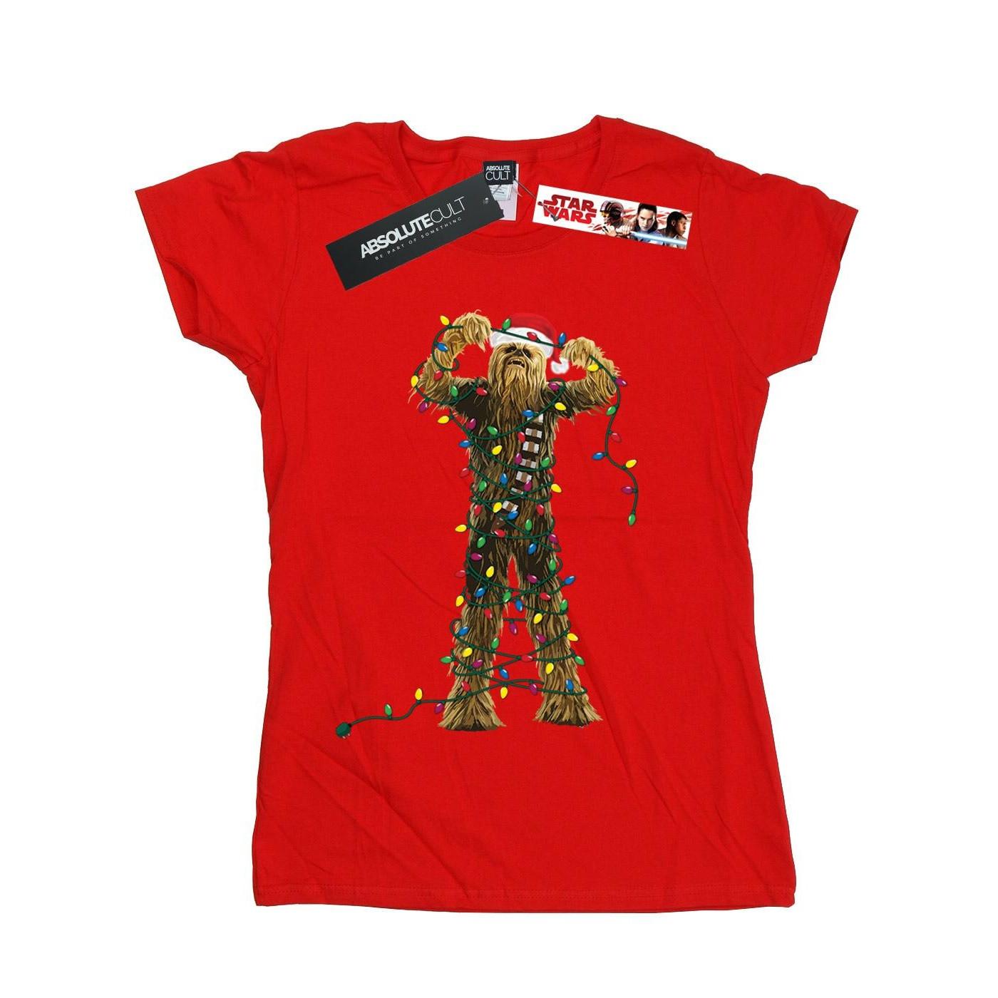 Image of Chewbacca Christmas Lights Tshirt Damen Rot Bunt M