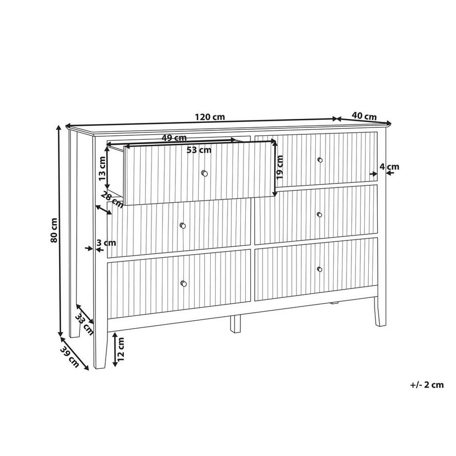 Beliani Commode à 6 tiroirs en MDF Minimaliste ASSISI  