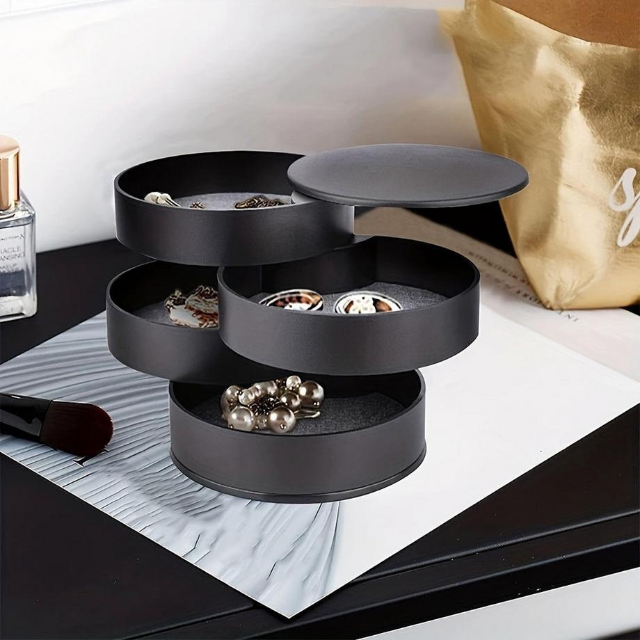 Only-bags.store  Schicker, drehbarer, mehrschichtiger Schreibtisch-Organizer mit Deckel - perfekt für die Aufbewahrung von Schmuck, Make-up und Haarschmuck 
