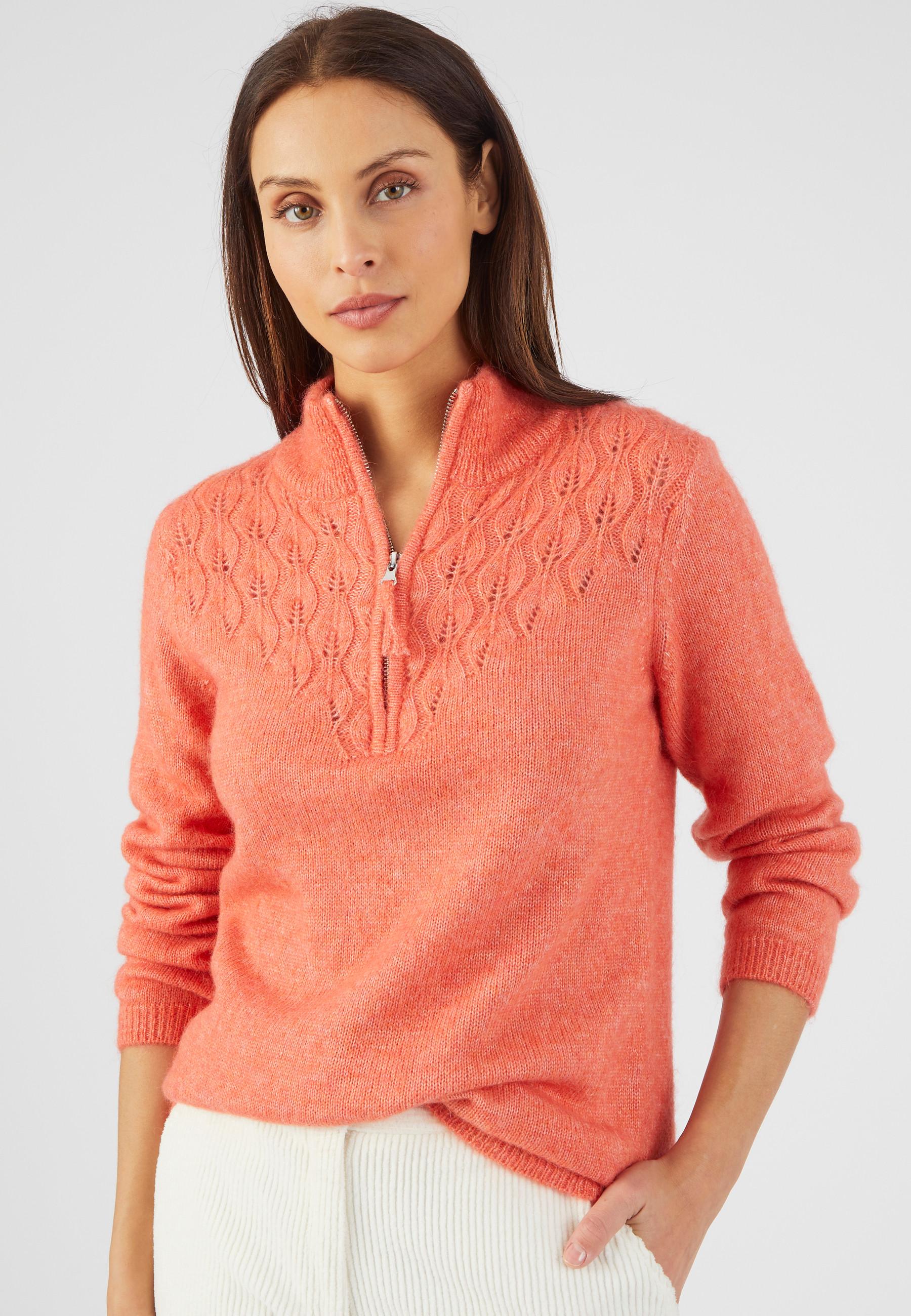 Image of Pullover Mit Troyerkragen, Aus Alpaka-mix. Damen Orange 42/44