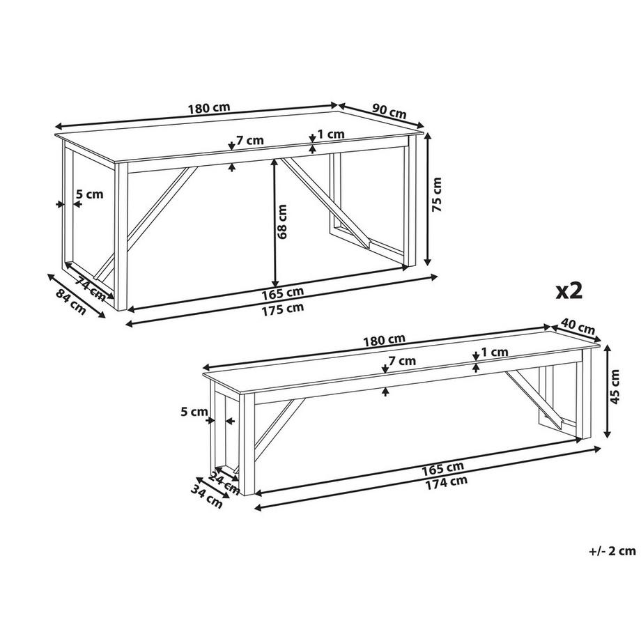 Beliani Set da pranzo per giardino con panche en Cemento Industriale NOTTERI  