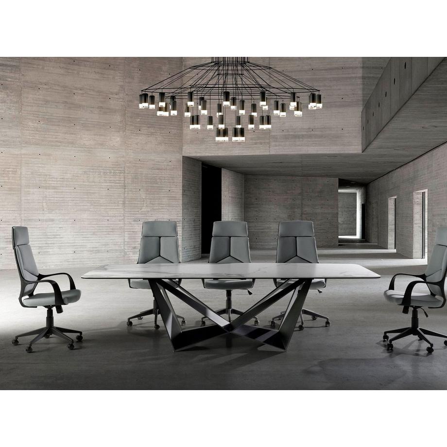 ANGEL CERDA Fauteuil de bureau pivotante en tissu gris clair et pvc noir  