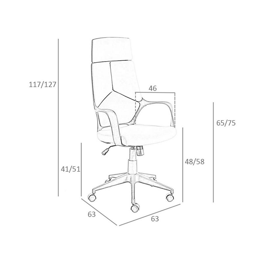 ANGEL CERDA Fauteuil de bureau pivotante en tissu gris clair et pvc noir  