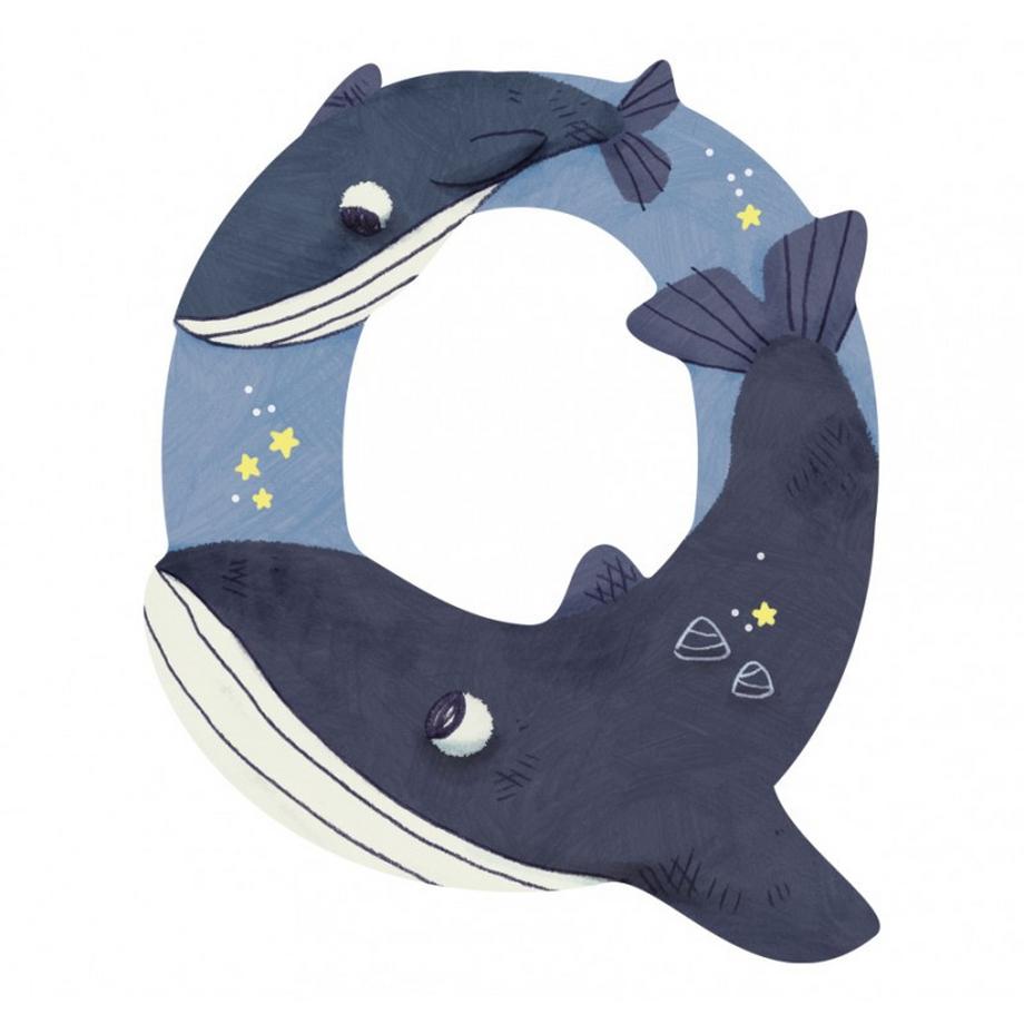 Moulin Roty Holzbuchstabe Q blau L'alphabet, Moulin Roty  