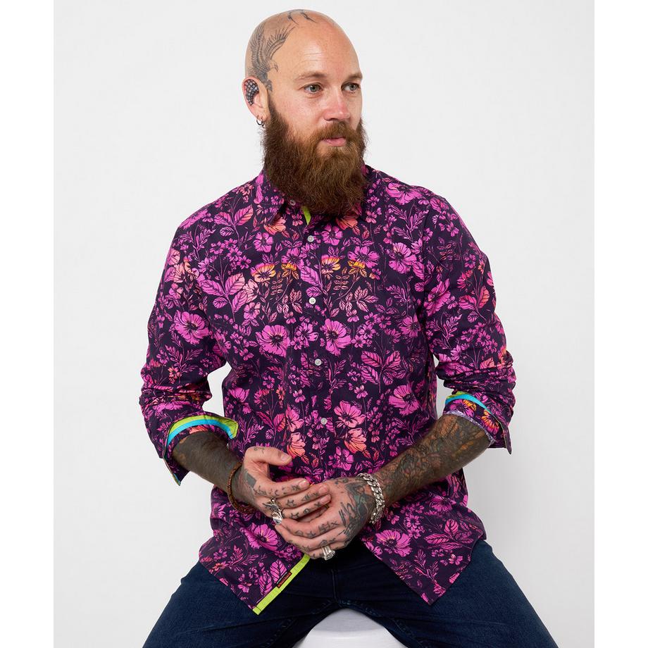 Chemise florale à effet dégradé