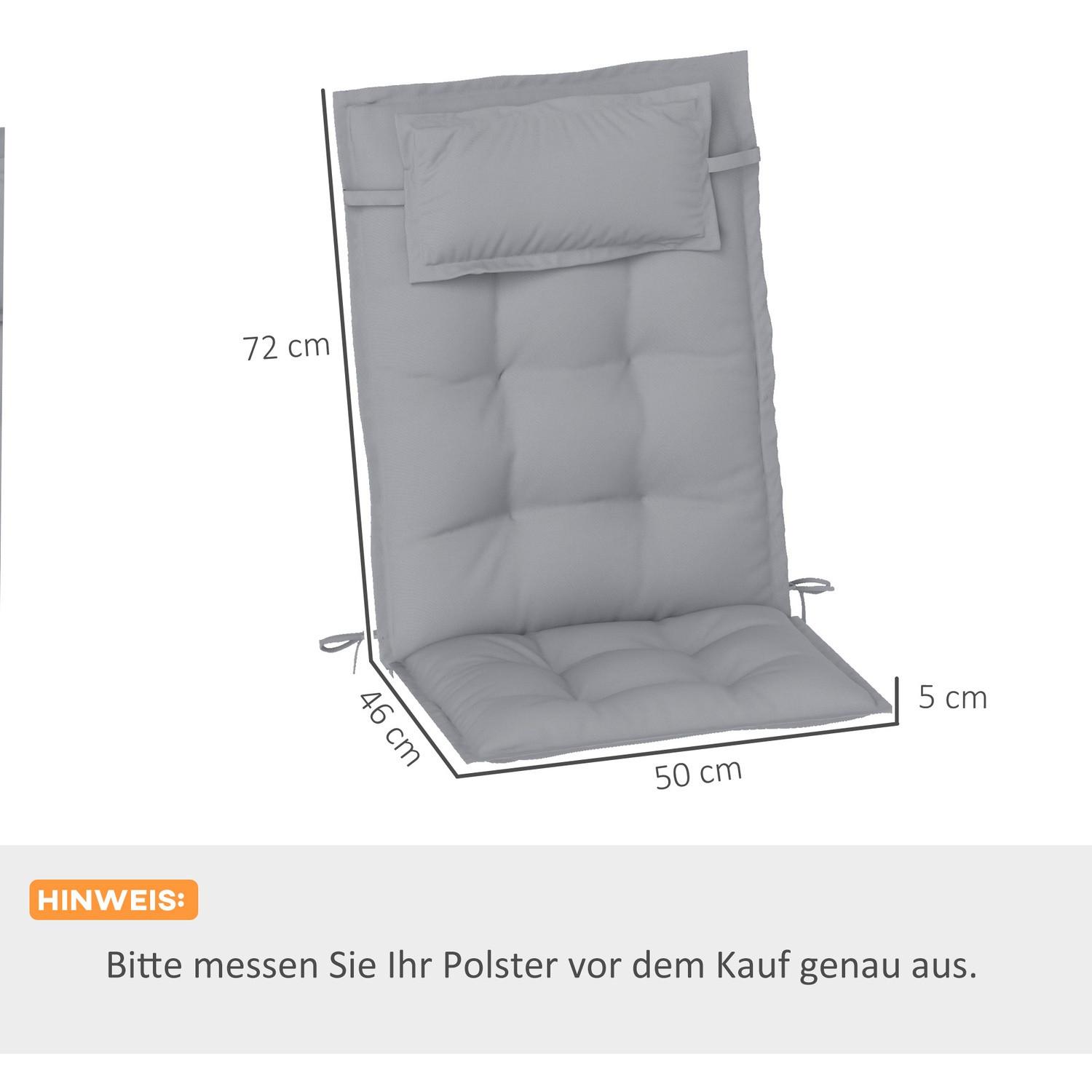 Northio 2er Set Auflage für Sonnenliege Wasserabweisend Liegenauflage für Gartenliege Polsterauflage für Strandliege Liegestuhl Kissen Polster für Gartenmöbel Auflagen 50x116x5 cm, Hellgrau Aosom  