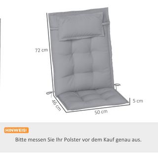 Northio 2er Set Auflage für Sonnenliege Wasserabweisend Liegenauflage für Gartenliege Polsterauflage für Strandliege Liegestuhl Kissen Polster für Gartenmöbel Auflagen 50x116x5 cm, Hellgrau Aosom  