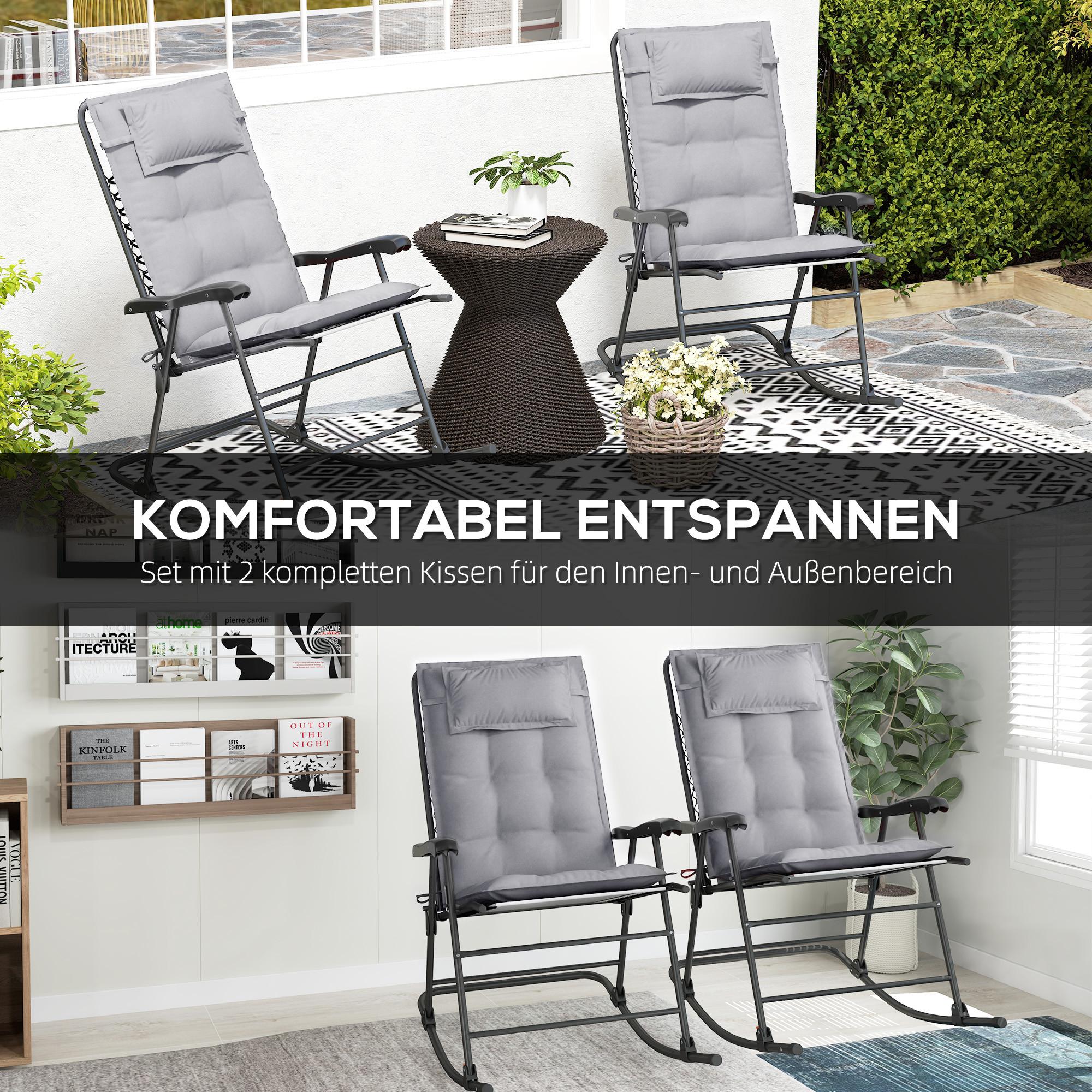 Northio 2er Set Auflage für Sonnenliege Wasserabweisend Liegenauflage für Gartenliege Polsterauflage für Strandliege Liegestuhl Kissen Polster für Gartenmöbel Auflagen 50x116x5 cm, Hellgrau Aosom  