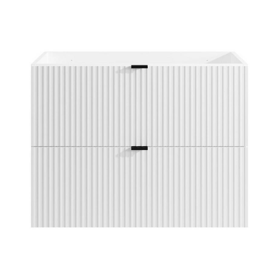 Vente-unique Meuble sous vasque suspendu strié - Blanc mat - 80 cm - ZEVINI  