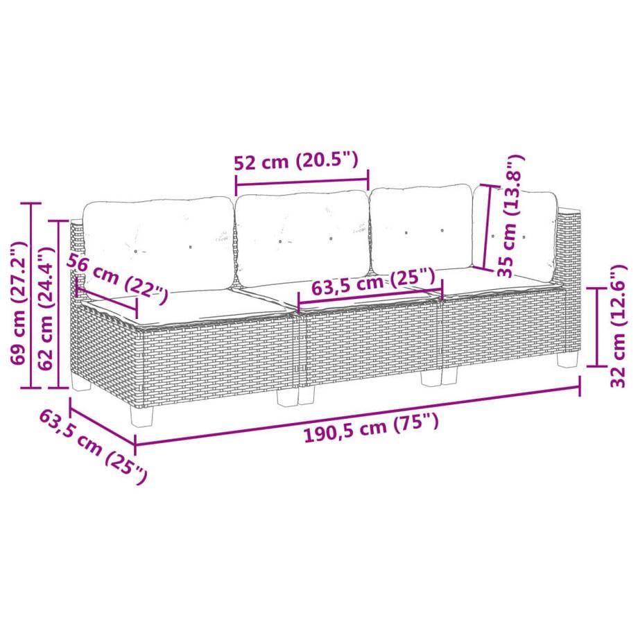 VidaXL Gartensofa poly-rattan  