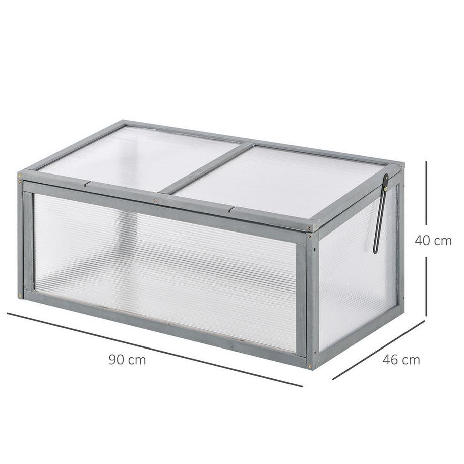 Northio Frühbeet Treibhaus Mit Abdeckung, Wetterfest, Aus Holz Und Polycarbonat, Grau, 90X46X40Cm  