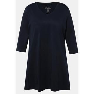 Ulla Popken  T-shirt long, silhouette en A, col V, manches 3/4 