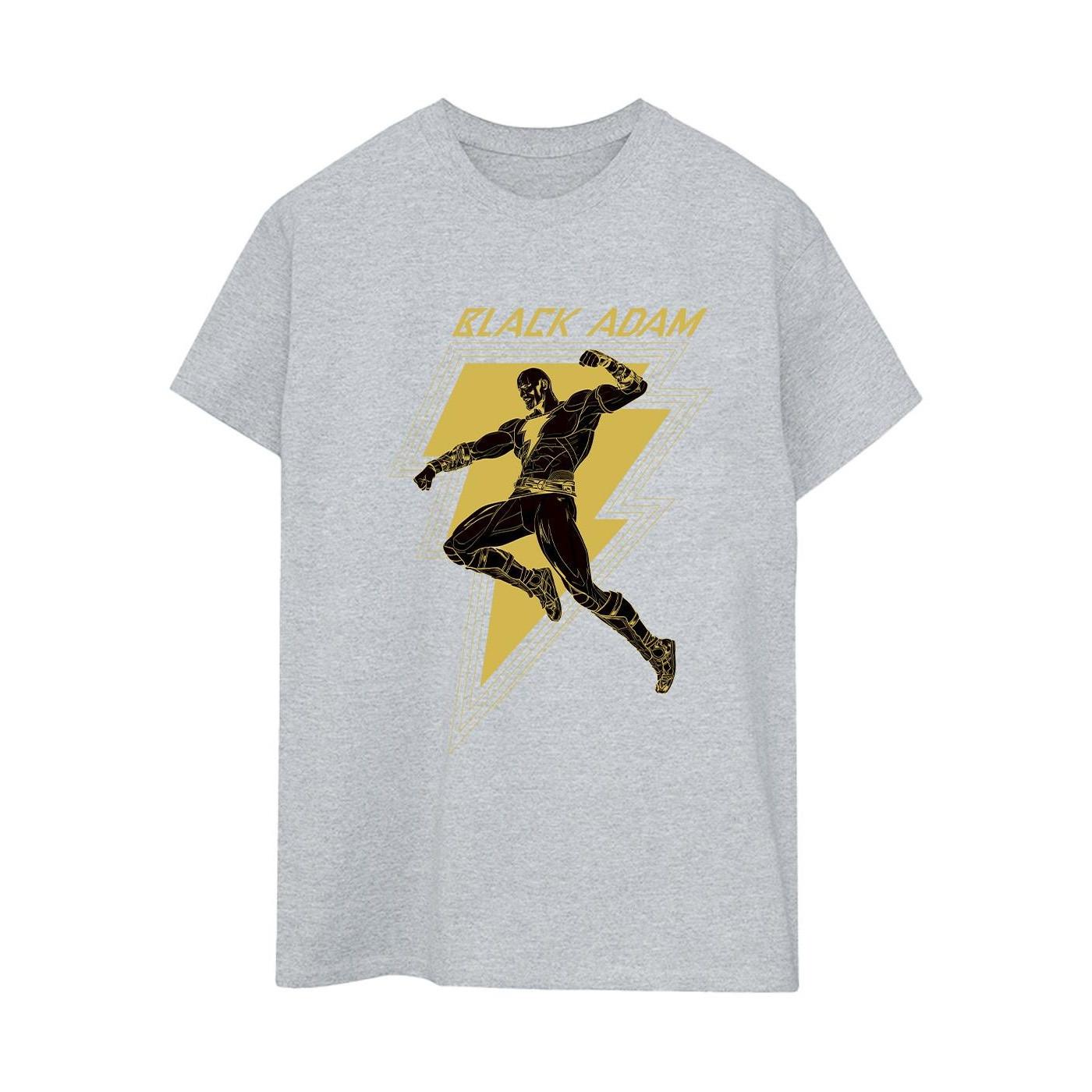 Image of Black Adam Golden Bolt Chest Tshirt Damen Grau 3XL