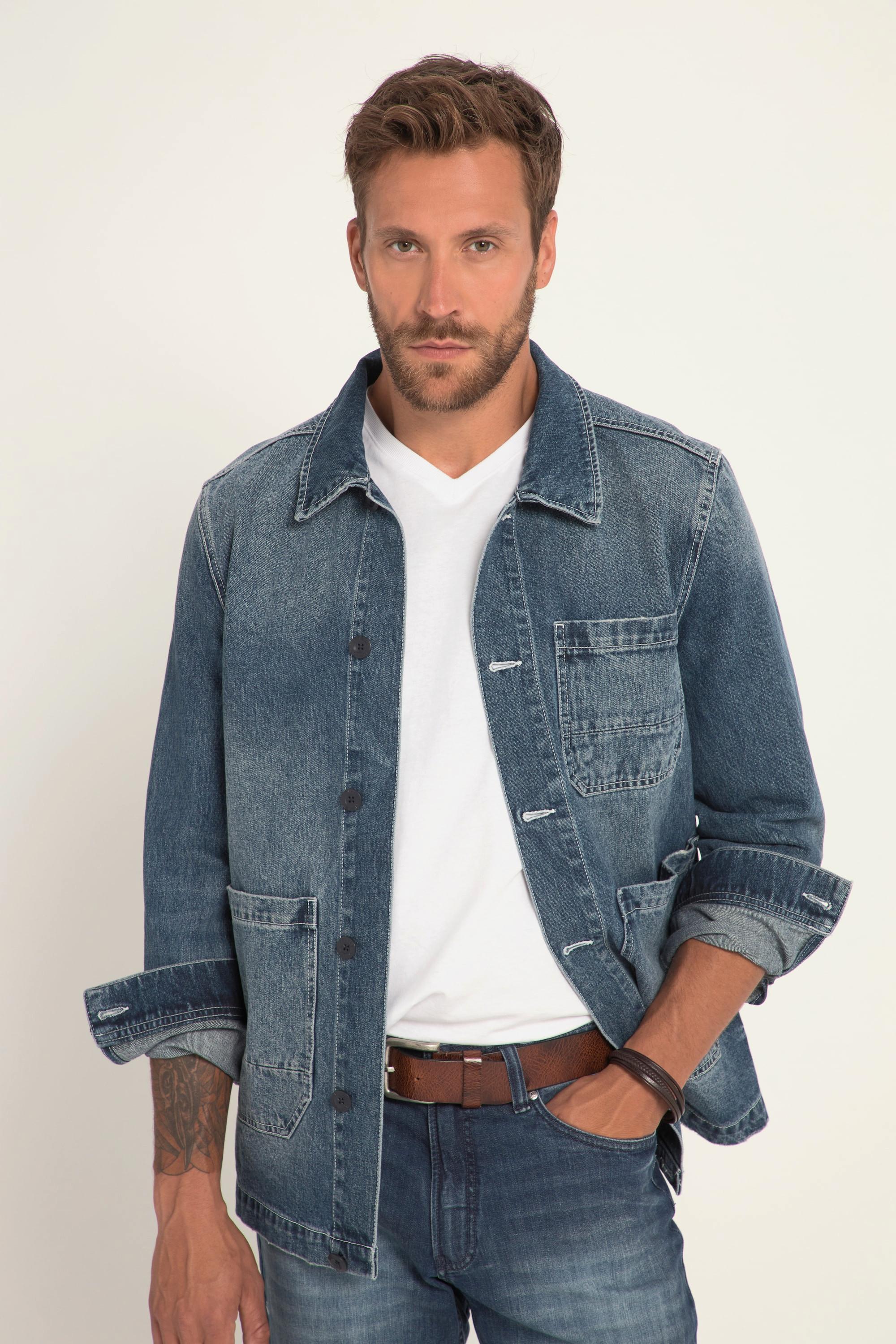 JP1880  Veste en jean pour le bureau avec grandes poches 