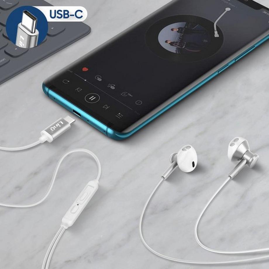 Avizar  Ecouteurs Filaires USB-C LinQ Argent 
