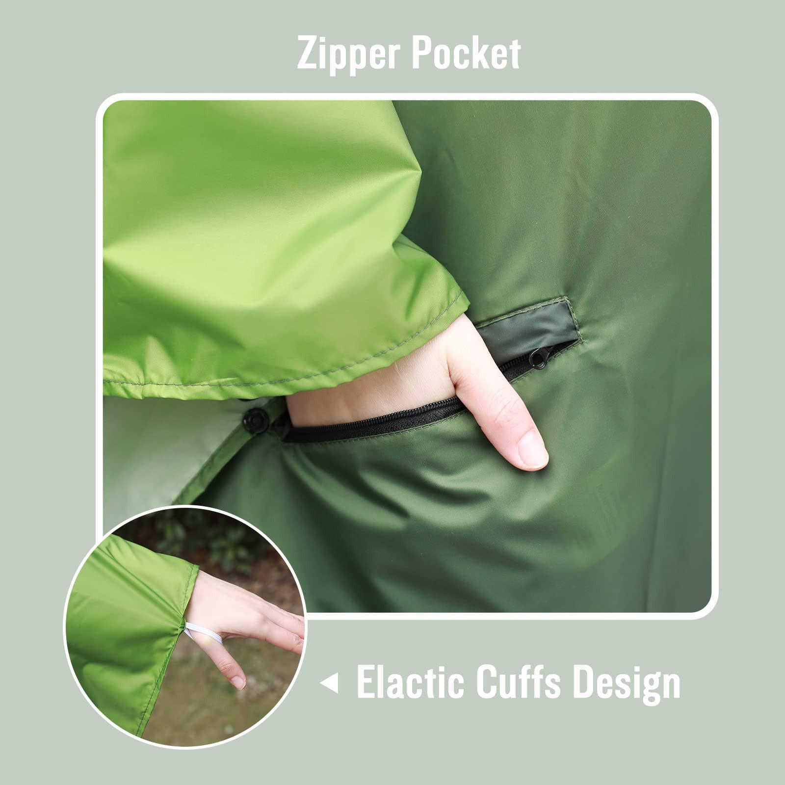 Alopini Kapuzen Regencape mit Reissverschluss Wiederverwendbarer Regenmantel  