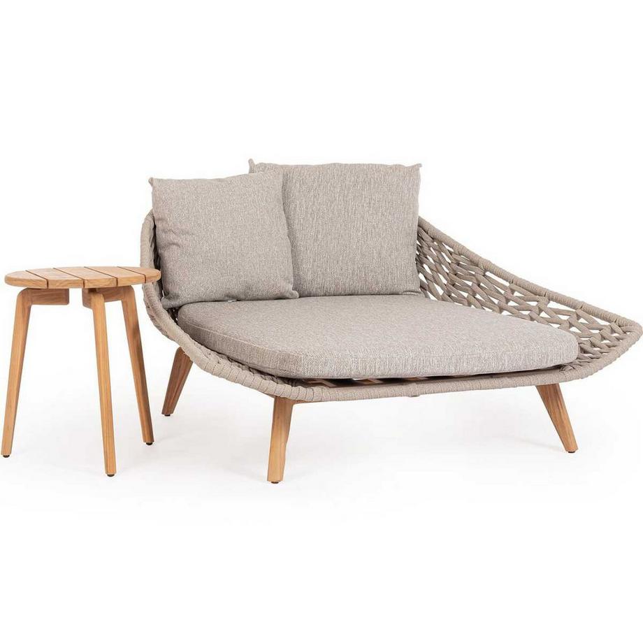 mutoni Daybed Tamires mit Kissen Teakholz 136x161  