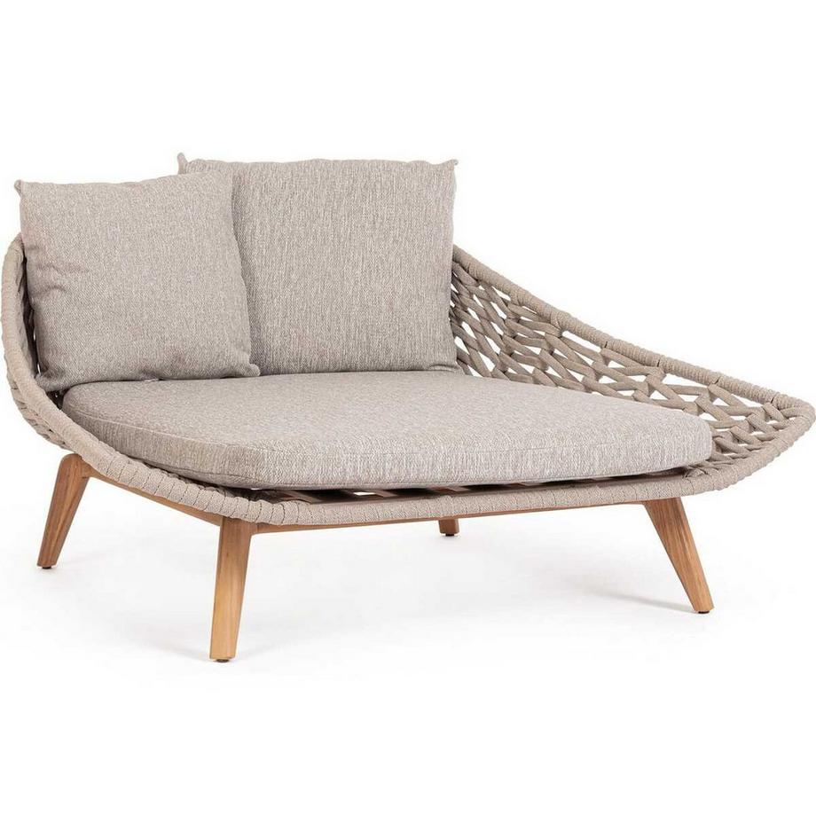 mutoni Daybed Tamires mit Kissen Teakholz 136x161  