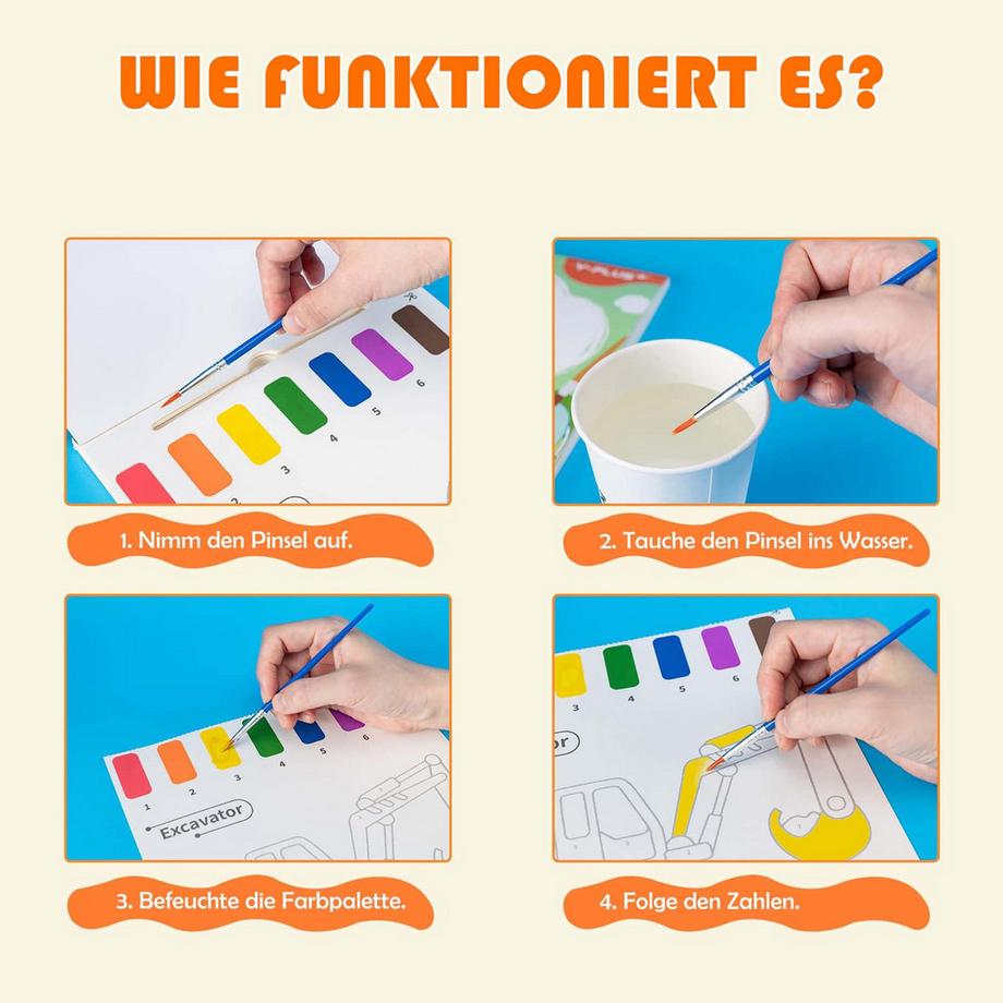 Activity-board  Malbuch mit Wasserfarben für Kleinkinder, Aquarellmalpapier für Kinder jeden Alters, Zauberbuch 