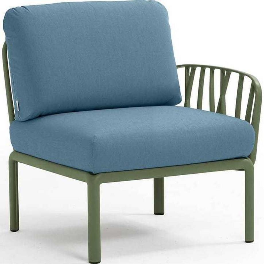 Chaise longue de jardin komodo élément terminal bleu agave