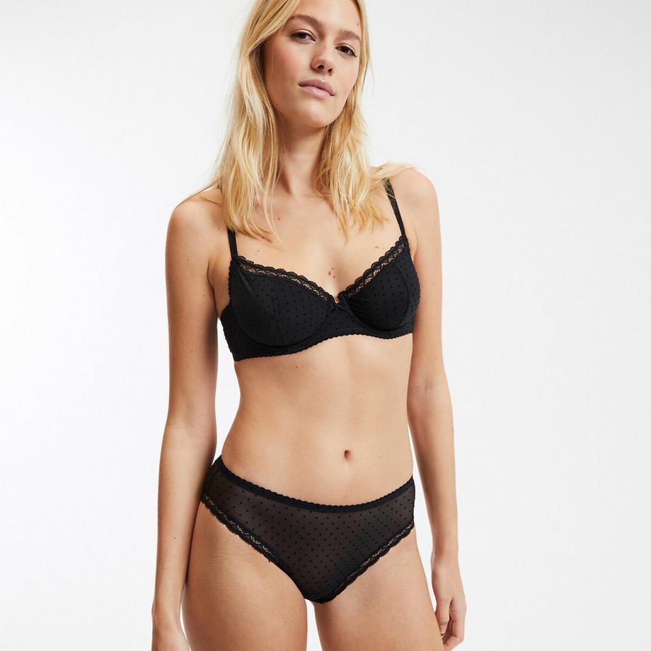 Tüll-Slip Alix mit Flockmuster