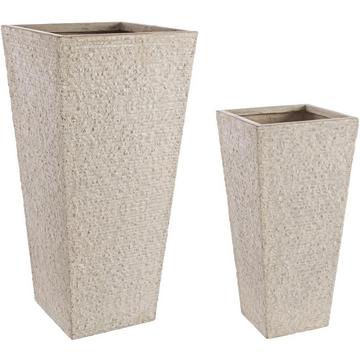 Vase Roccia quadratisch hoch Nature (2er-Set)