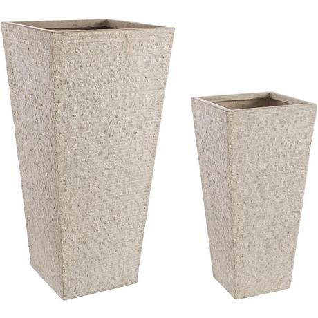 mutoni Vase Roccia quadratisch hoch Nature (2er-Set)  