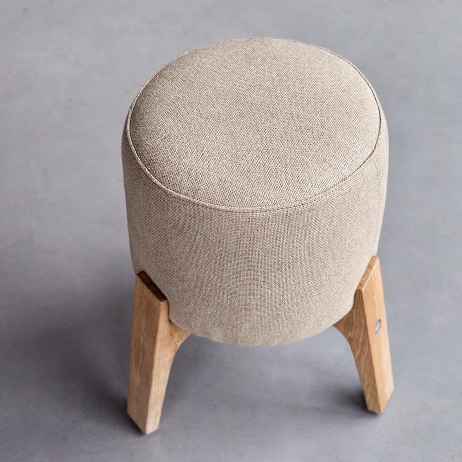 Tikamoon Pouf linen en chêne massif Drum  