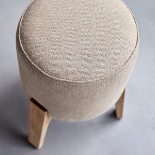 Tikamoon Sitzhocker Linen aus massivem Eichenholz Drum  