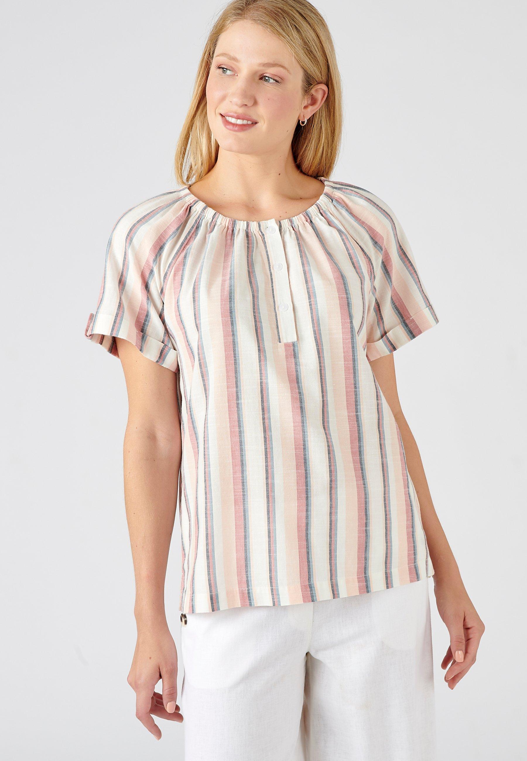 Image of Gestreifte Bluse. Damen Hellrosa 48