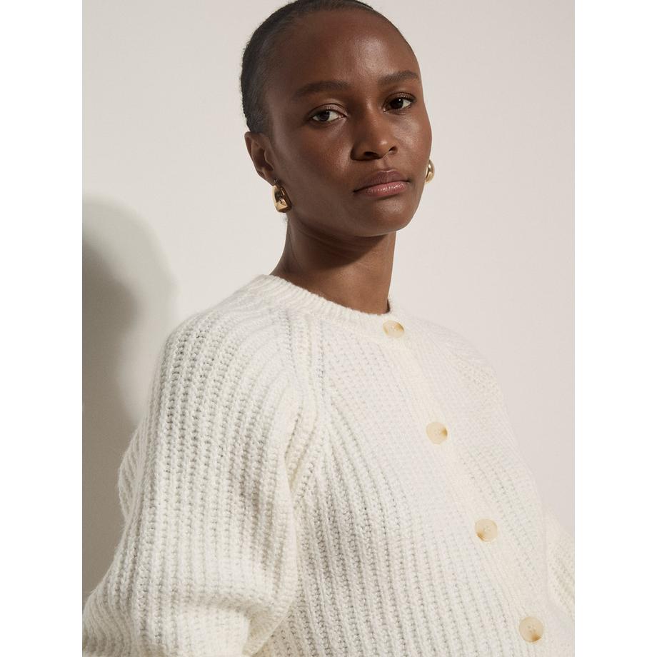 APRICOT Cardigan en maille côtelée épaisse en mélange de coton  