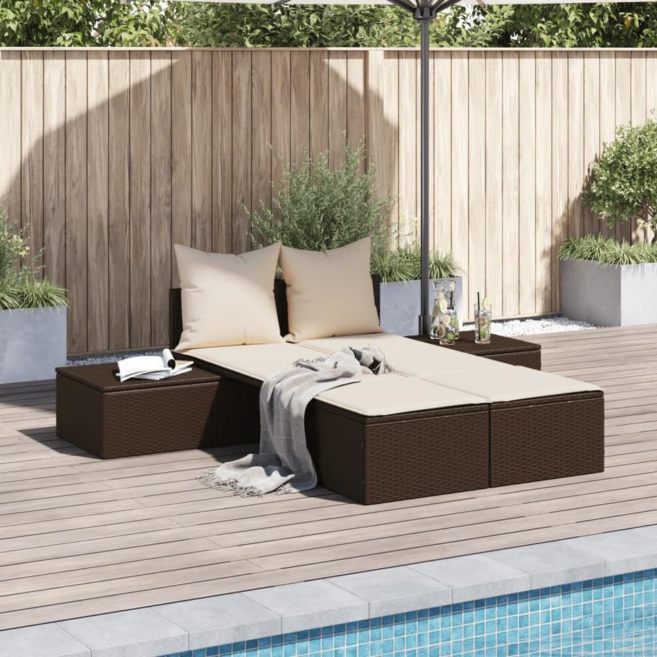 VidaXL Doppel-sonnenliege poly-rattan  