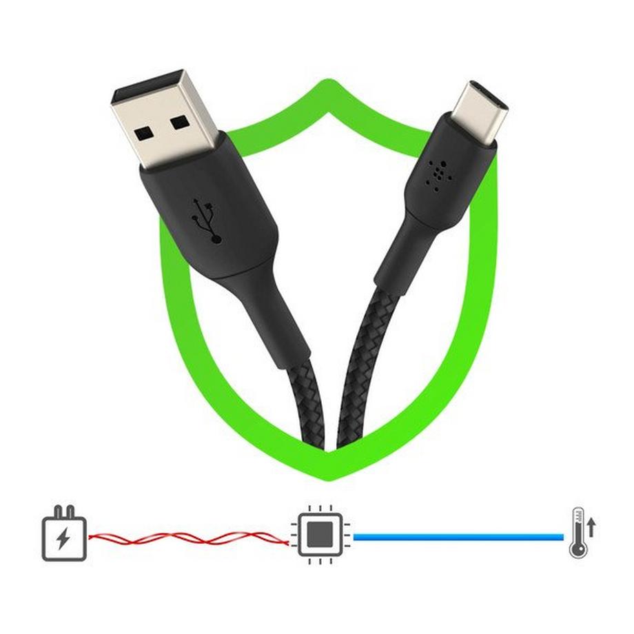 belkin  Câble USB-C Tressé en Nylon Belkin Noir 