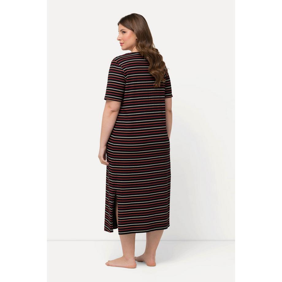 Ulla Popken Ringel Rundhals Halbarm Nachthemd  